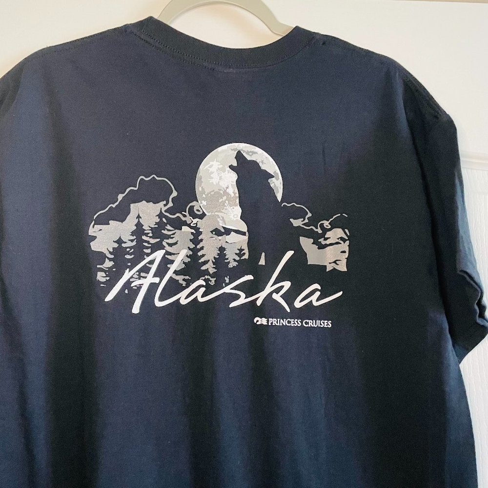 Princess Cruises Alaska Double-sided Graphic Print Black Tshirt Size L NWT